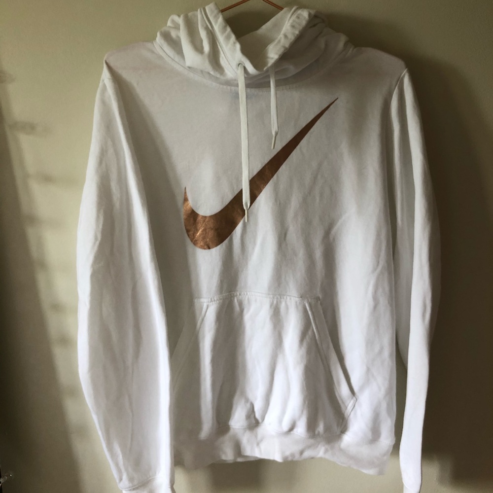 White and Rose Gold Nike Hoodie